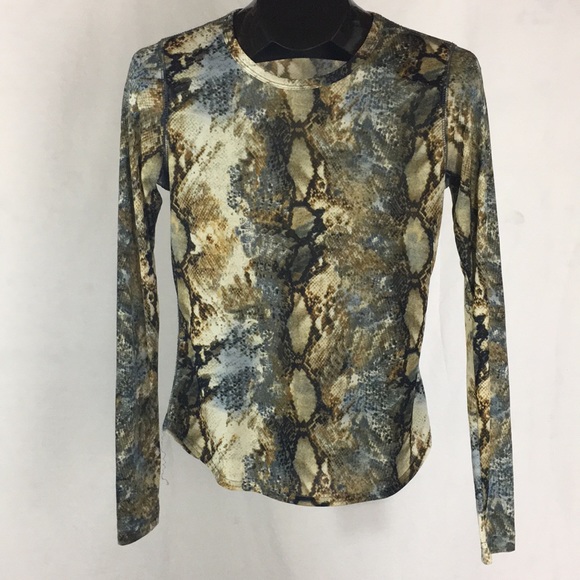 Karen Kane Tops - Semi-Sheer Snakeskin Print Long-Sleeve